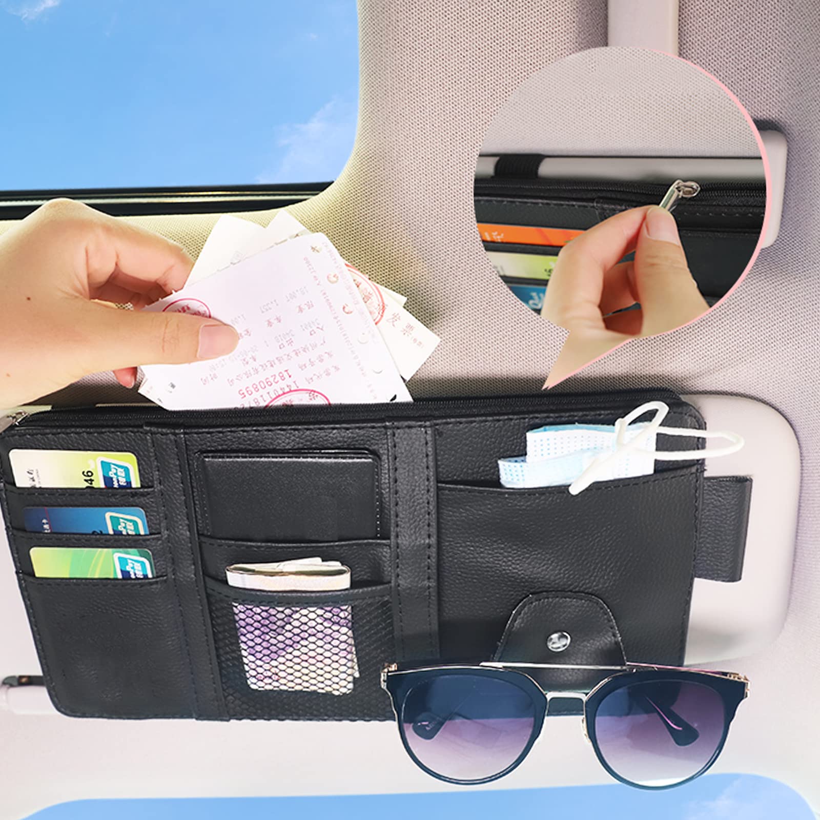 DIMEANI Camry sun visor storage bag keeps small items organized