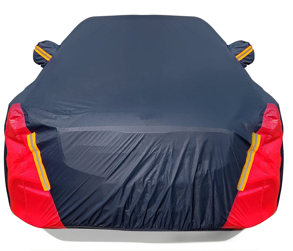 DINGHAO sedan car cover with 6-layer waterproof design shields from rain and UV exposure.
