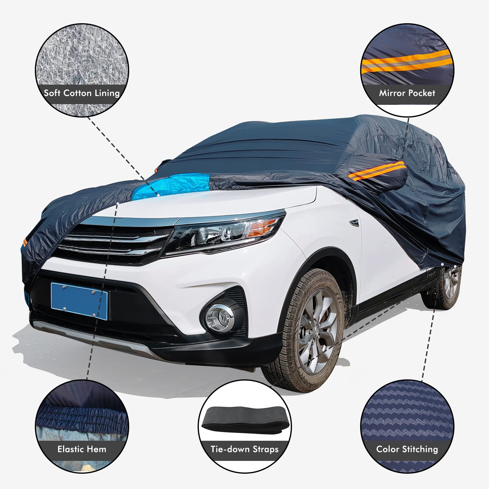 DINGHAO car cover secured by wind rope for windy conditions