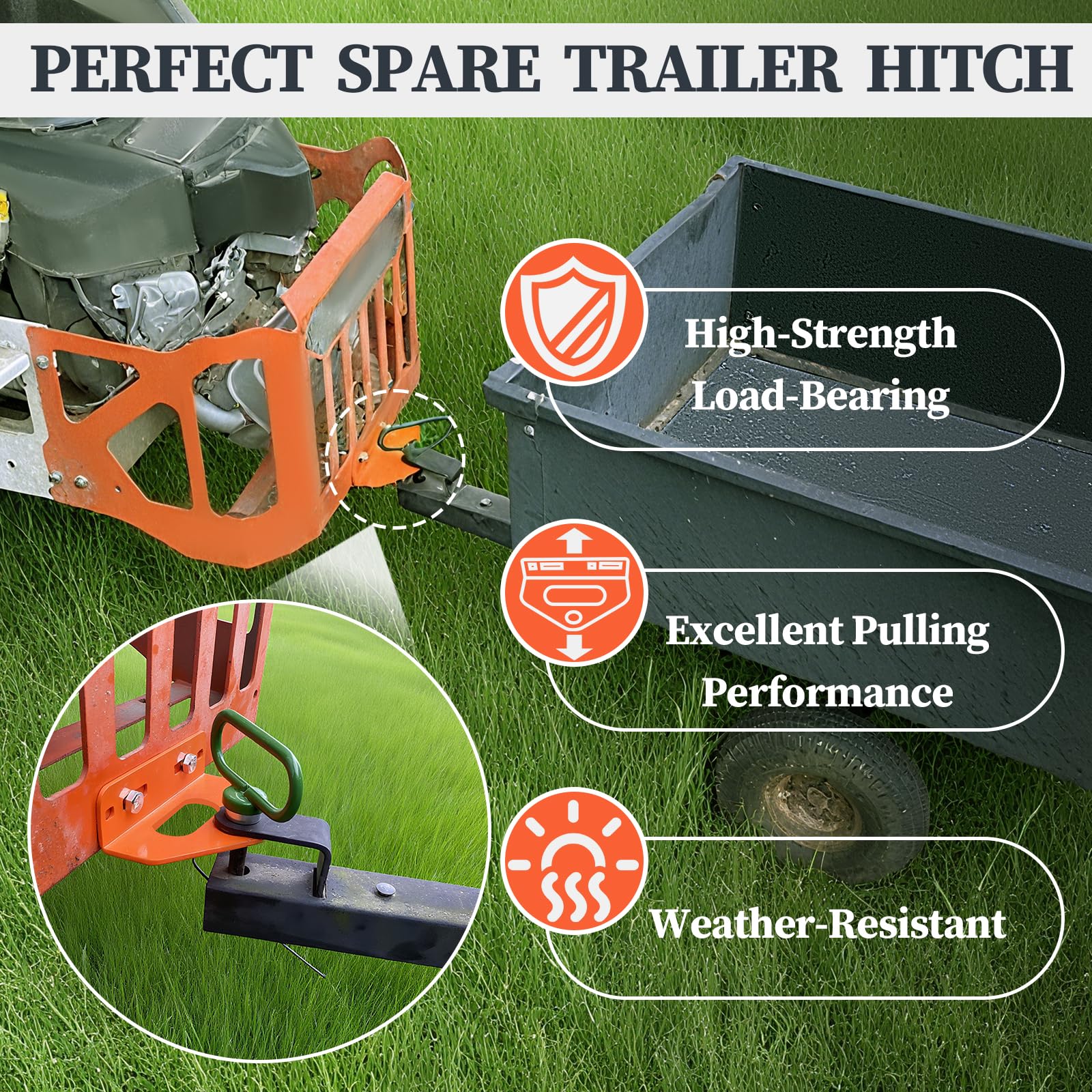 Dinlon Zero Turn Hitch mounted on Bad Boy mower demonstrates compatibility