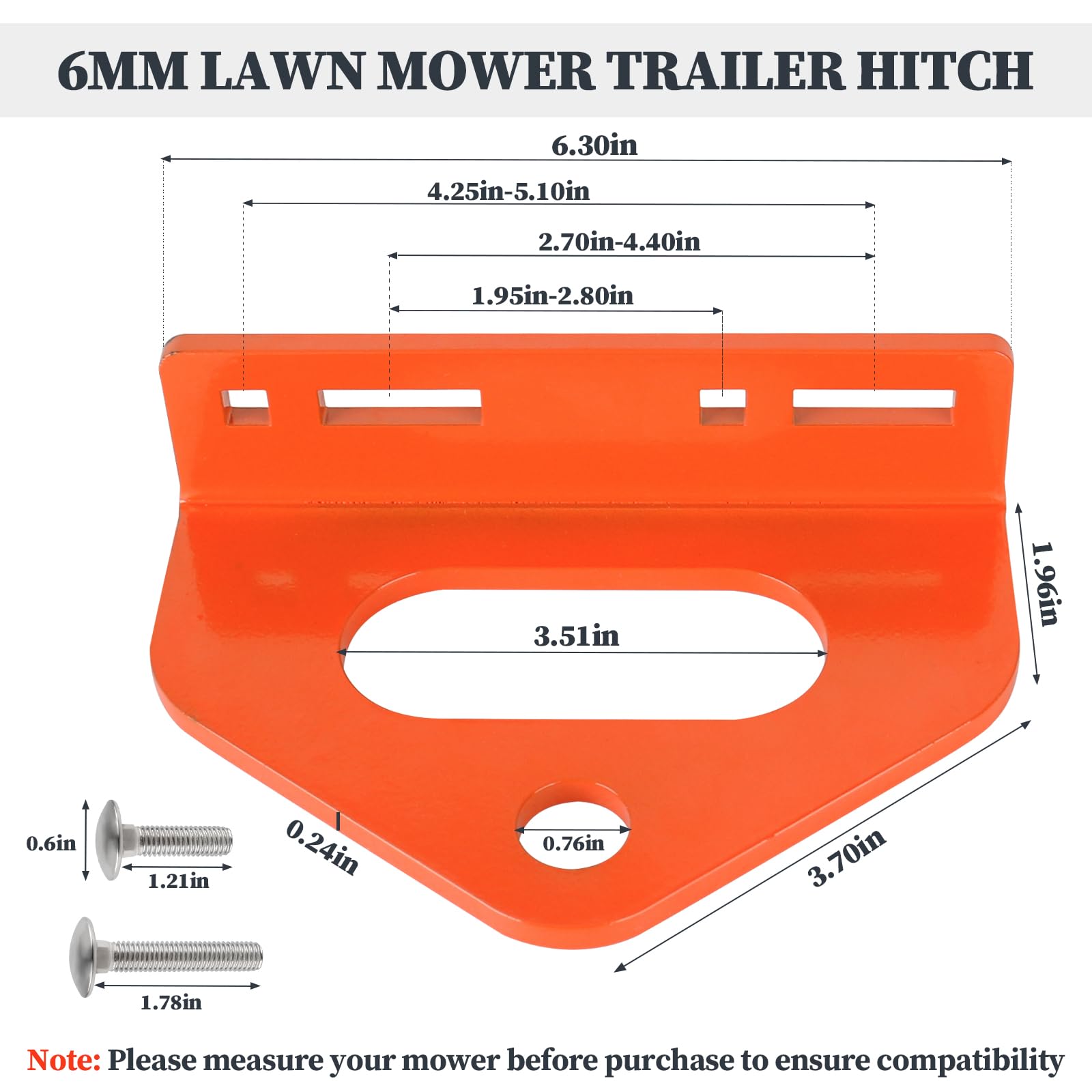 Dinlon Zero Turn Trailer Hitch side profile highlights sturdy steel
