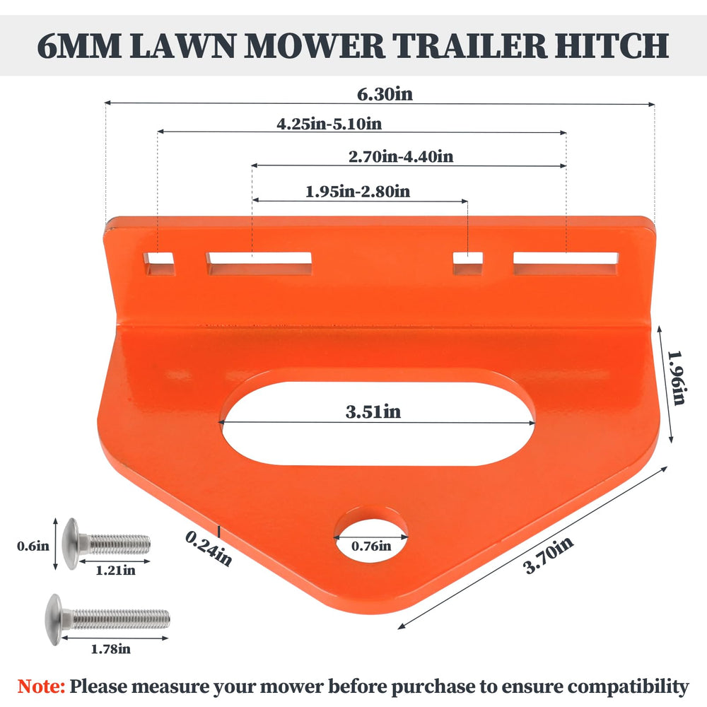 Dinlon Zero Turn Trailer Hitch side profile highlights sturdy steel