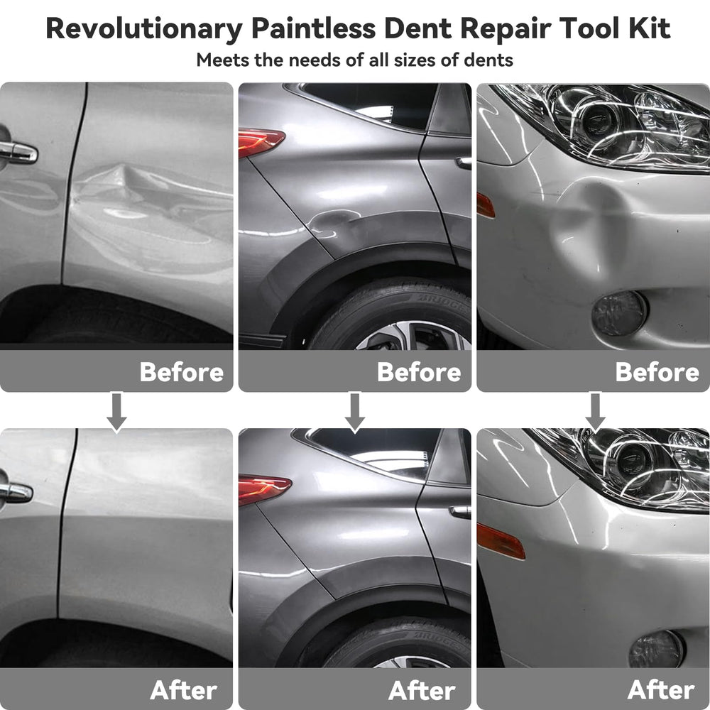 DIQDI golden lifter addressing small dents on metal surfaces.