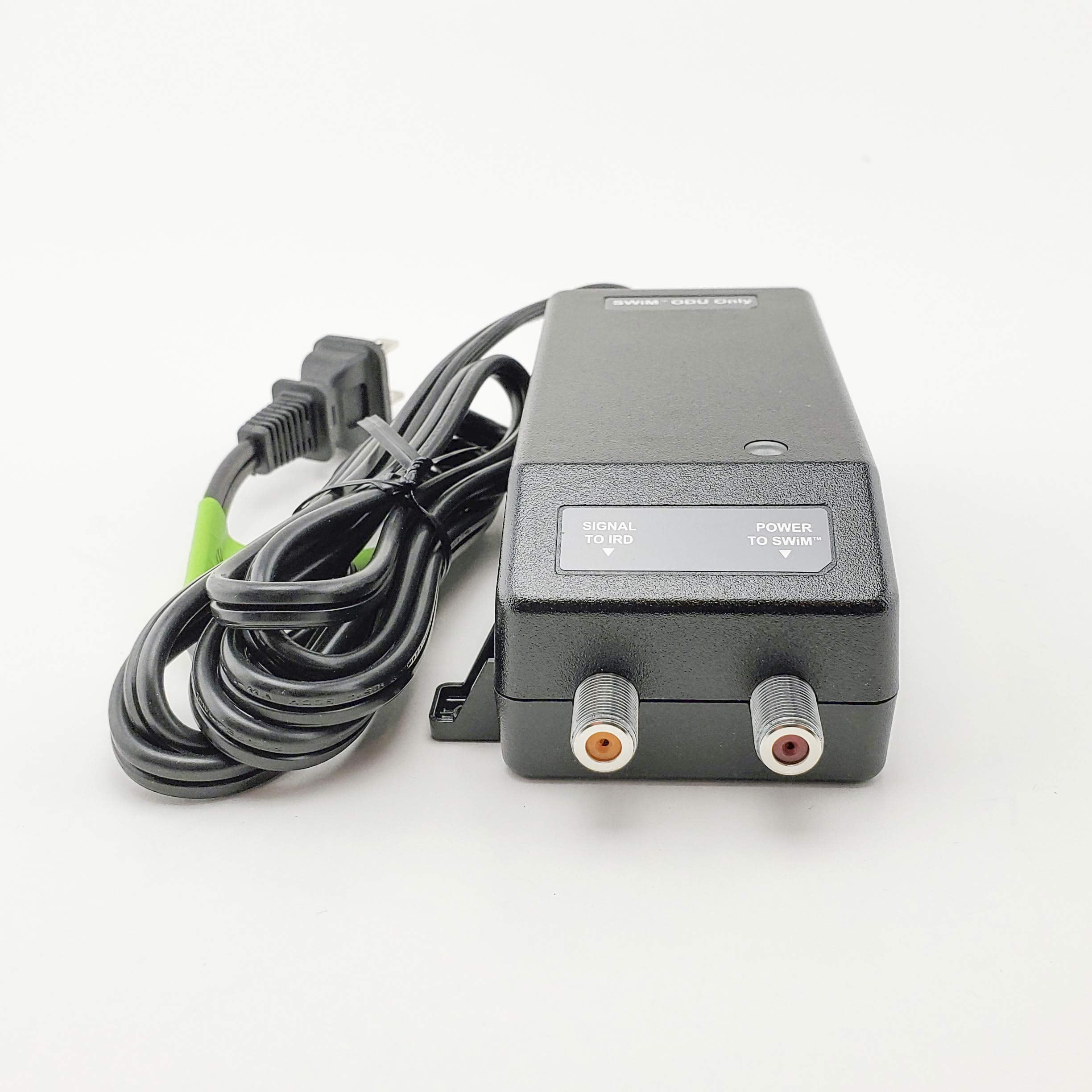 DIRECTV PI21 power inserter close-up connectors illustrate coaxial wiring options