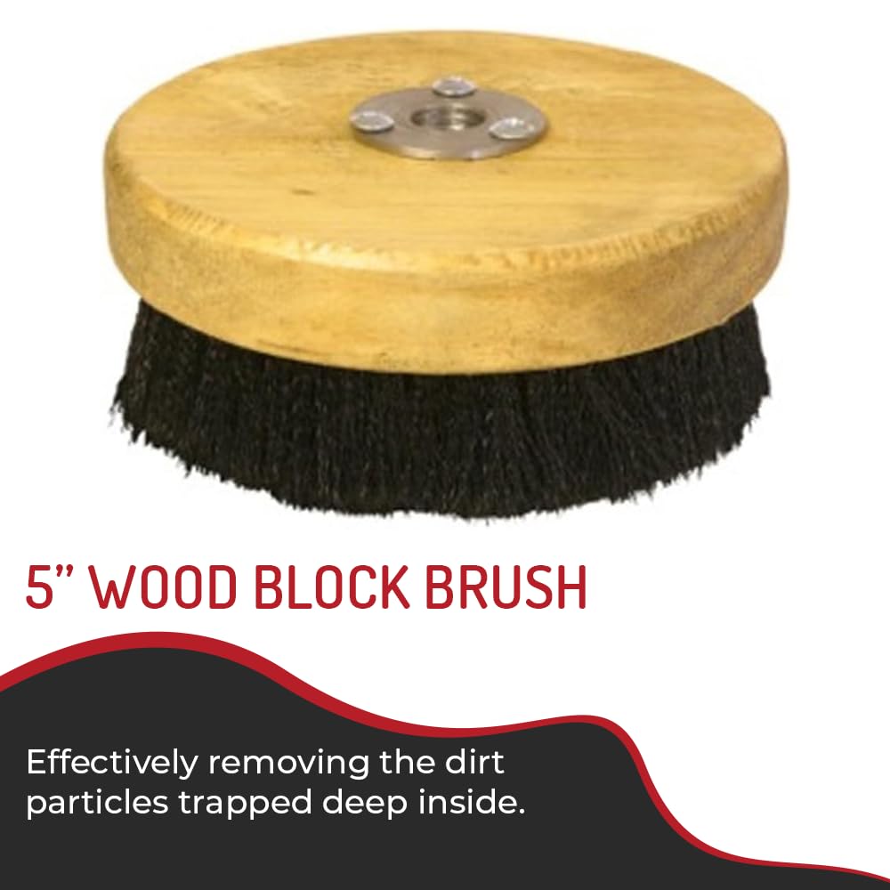 HI-TECH 5-inch Wood Block Brush on carpet stairs for efficient dirt lifting