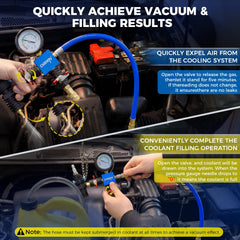 DISEN vacuum pump in use for quick air purge during refills.