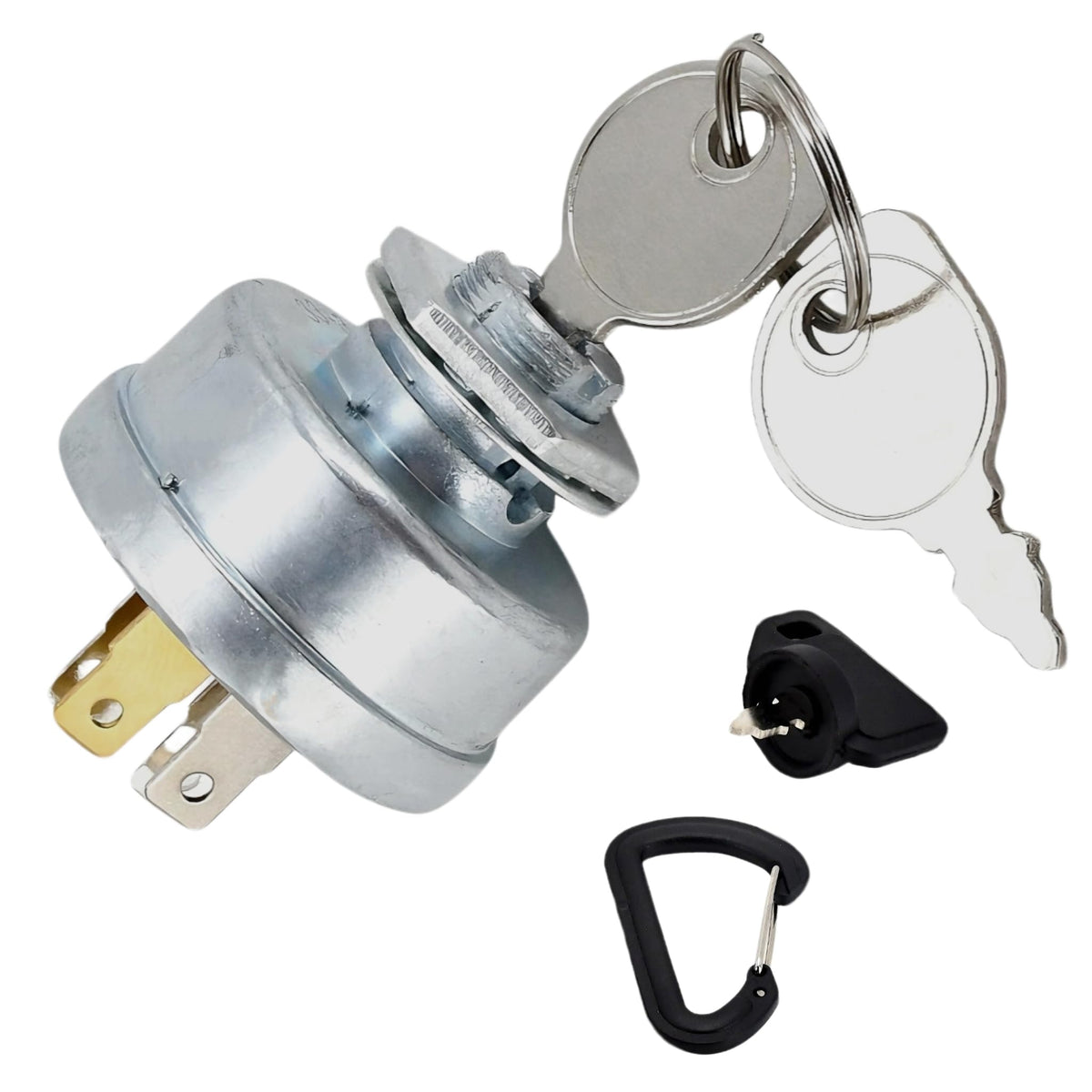 Disenparts ignition switch for Hustler 045898 with three keys, reliable start option.