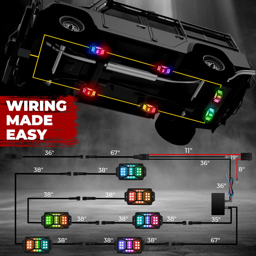 DITRIO six-pod five-sided rock light with music mode syncs to your ride