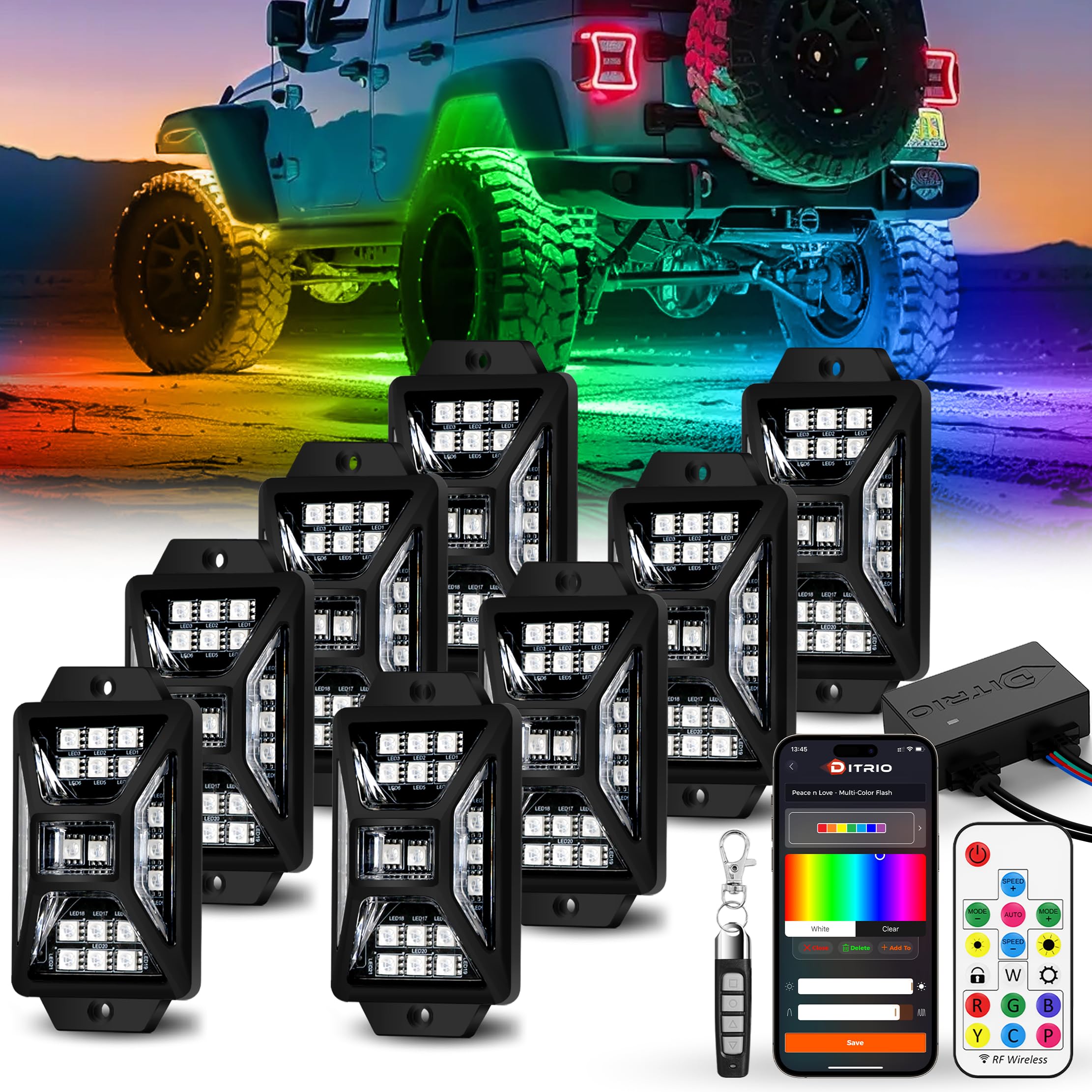Di Trio Racket Set DITRIO 8 Pods Five-Sided RGB Rock Lights – | PlentyTorque