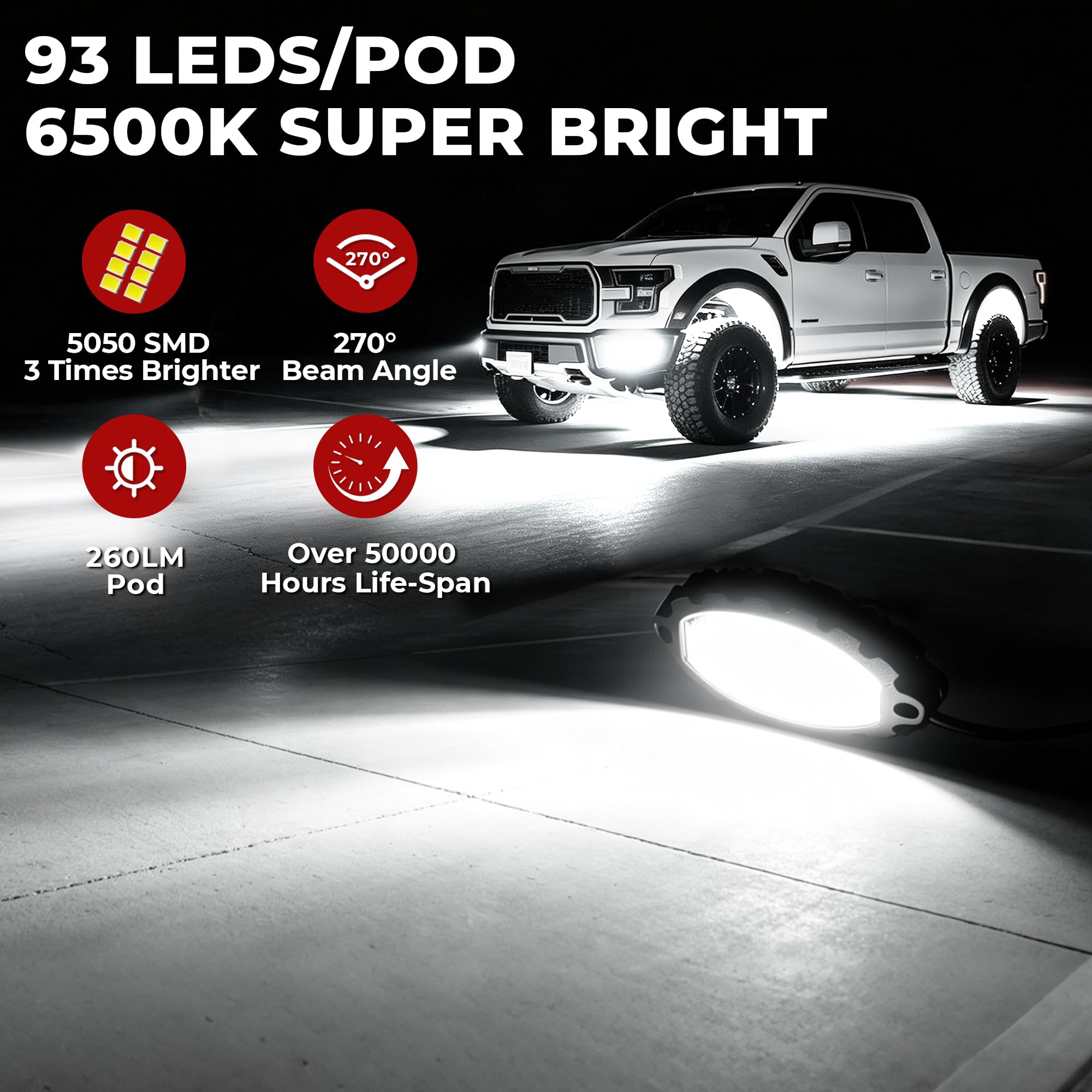 DITRIO 1860 LED total rock lights deliver wide, even illumination