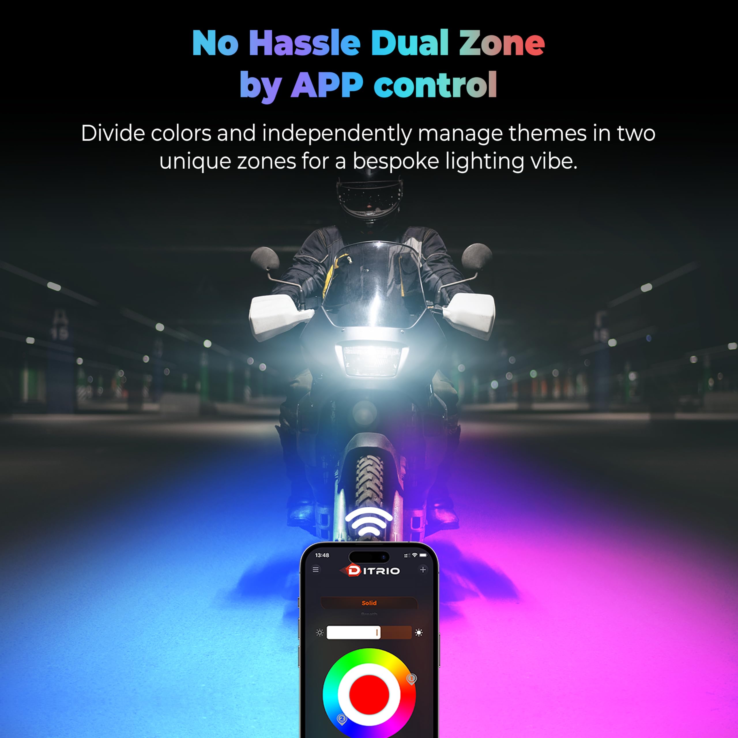 DITRIO signal integration highlights brakes and turn signals for safer visibility.