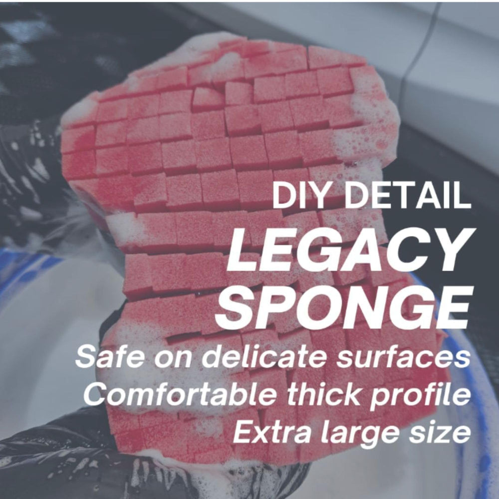DIY Detail Legacy Sponge demonstrates easy-grip handle for comfortable, controlled washing.