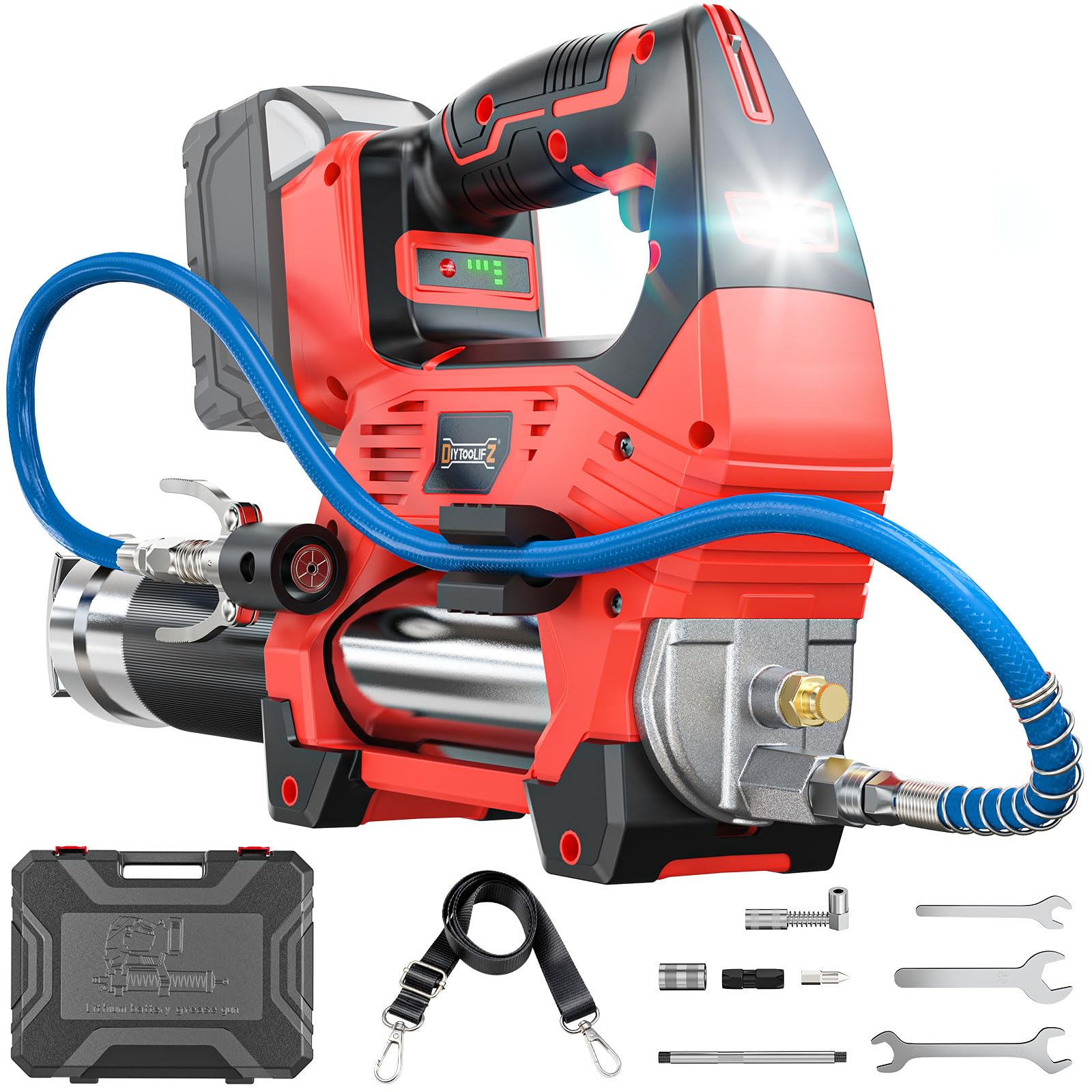 DIYtoolifz cordless grease gun with 12,000 psi capability for tough fittings