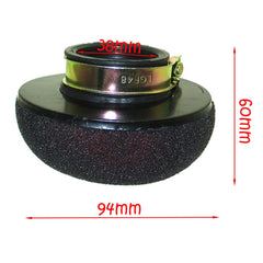 DJ-Motor 38mm air filter for 50cc-70cc engines; compact and versatile.