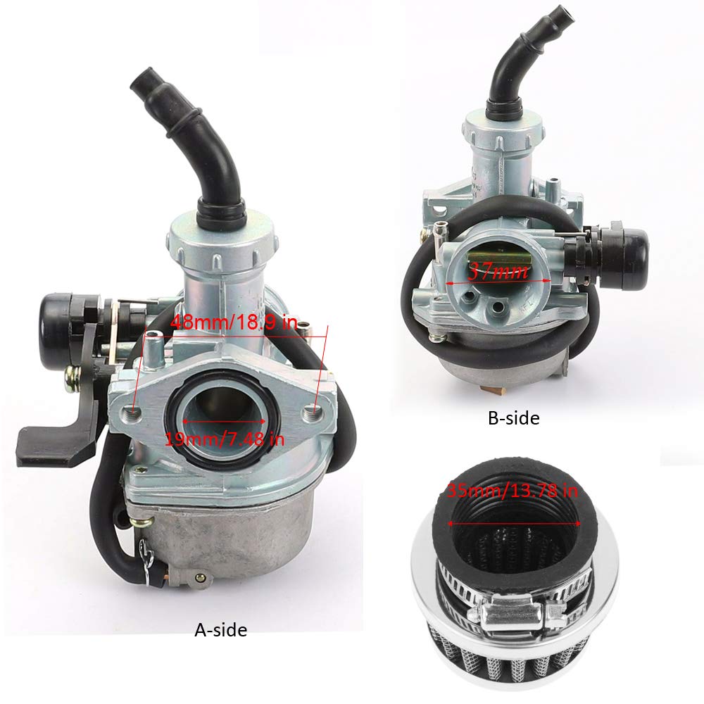 DKIIGAME PZ19 carburetor on ATV view highlights rugged race-ready potential.