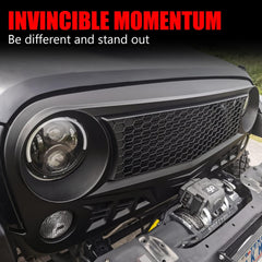 DKMGHT honeycomb center detail for optimized air intake and rugged look