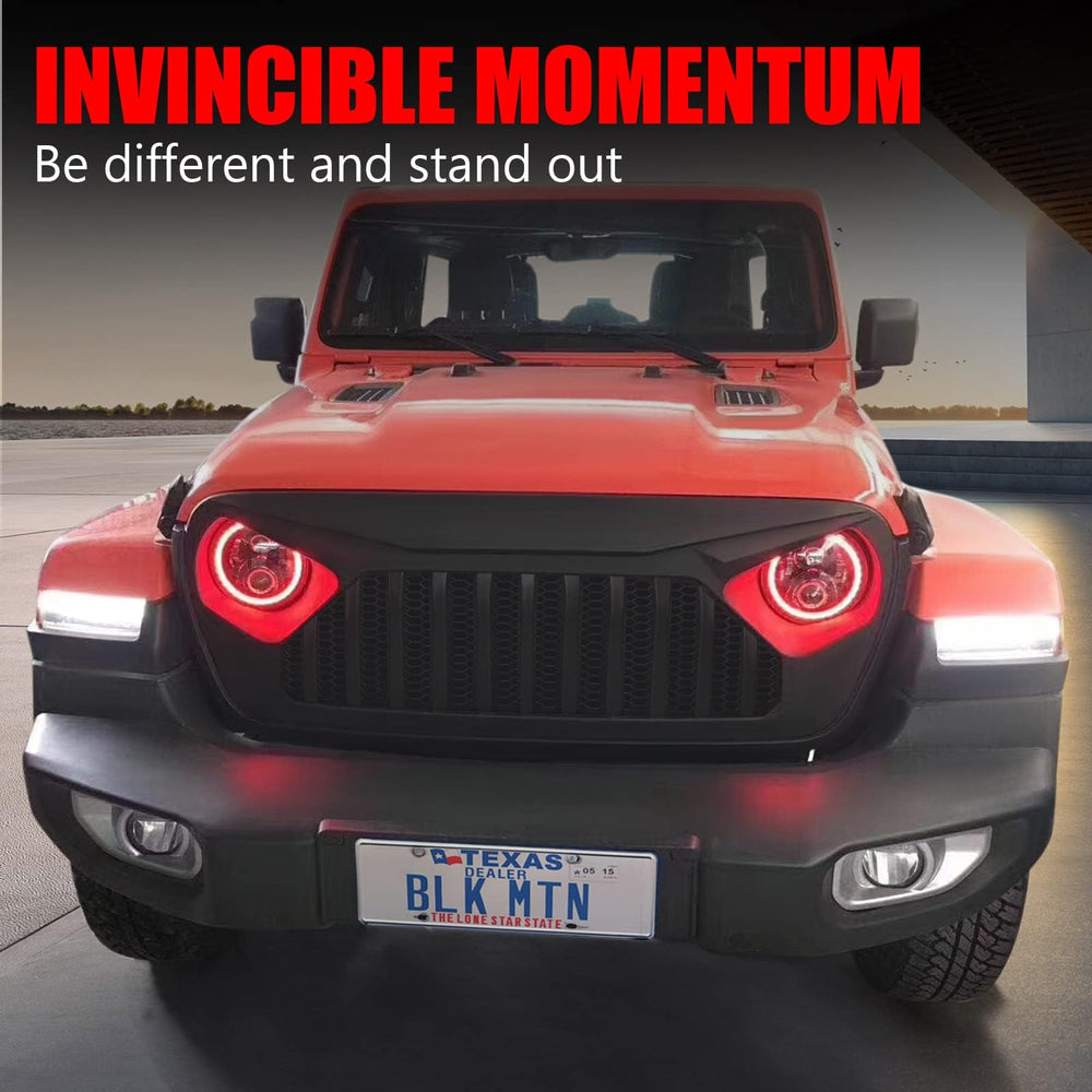 DKMGHT honeycomb grill detail on Wrangler JL emphasizing rugged aesthetics.