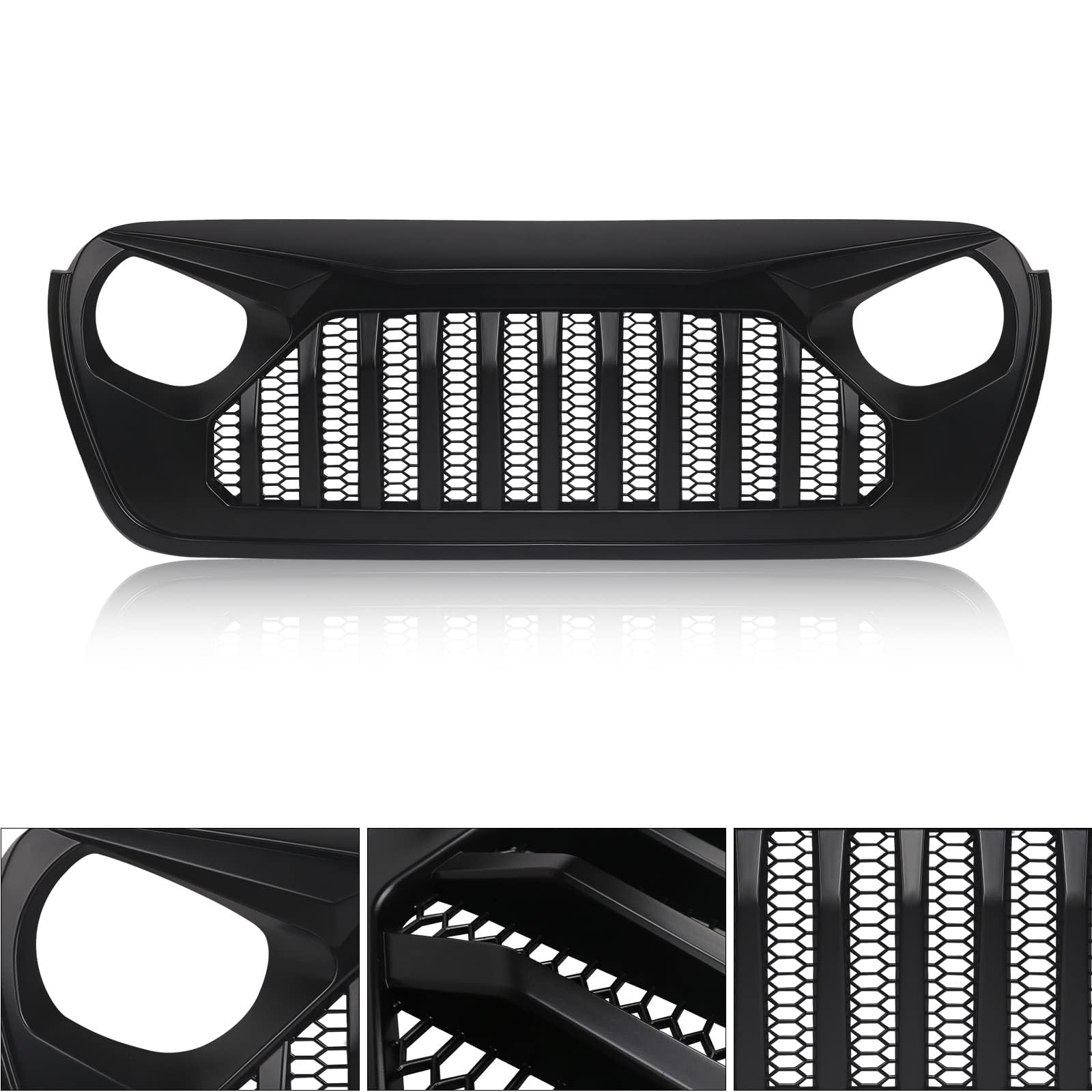 DKMGHT matte black finish on the front grill remains sleek under sun and dust.