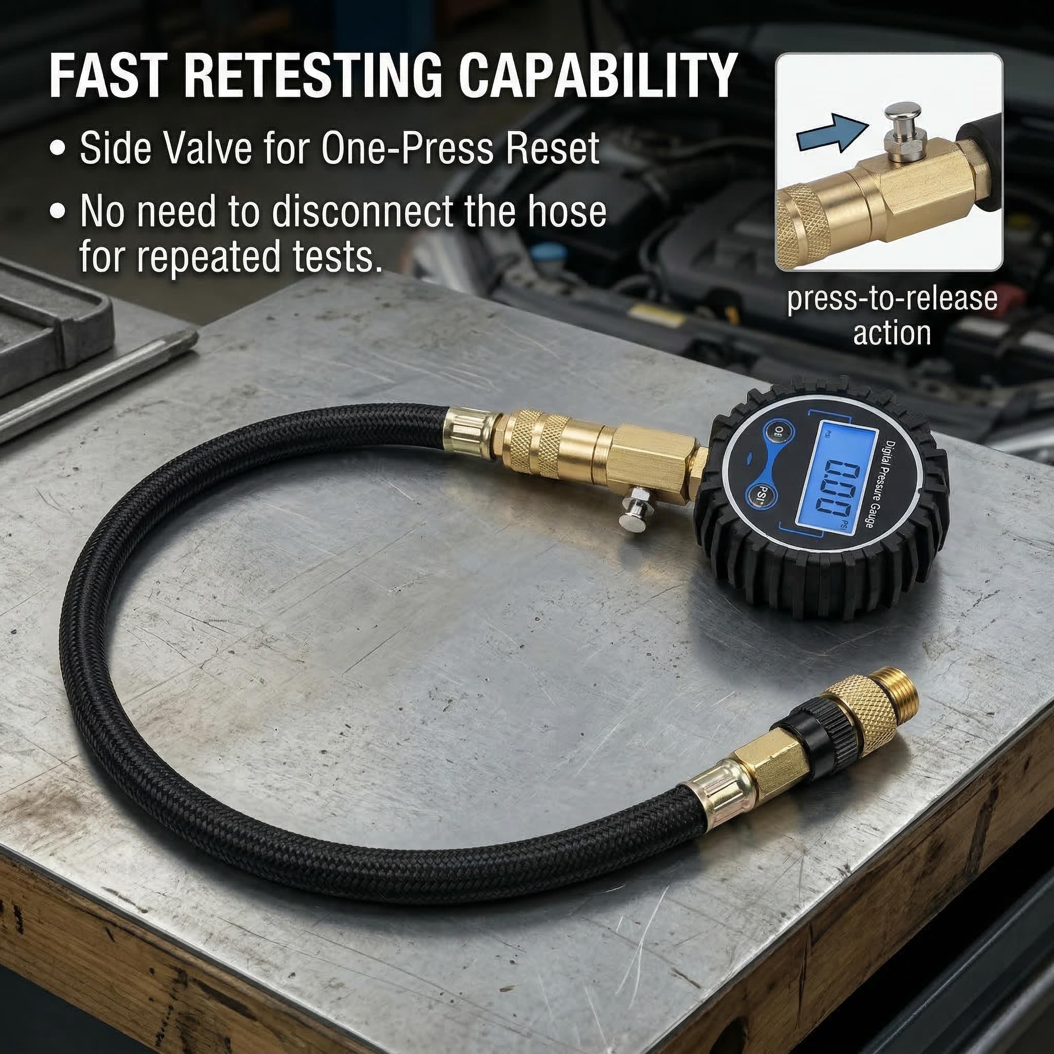 DKwoeshg Digital Compression Tester Kit adapters enable fit for cars, motorcycles, and small engines
