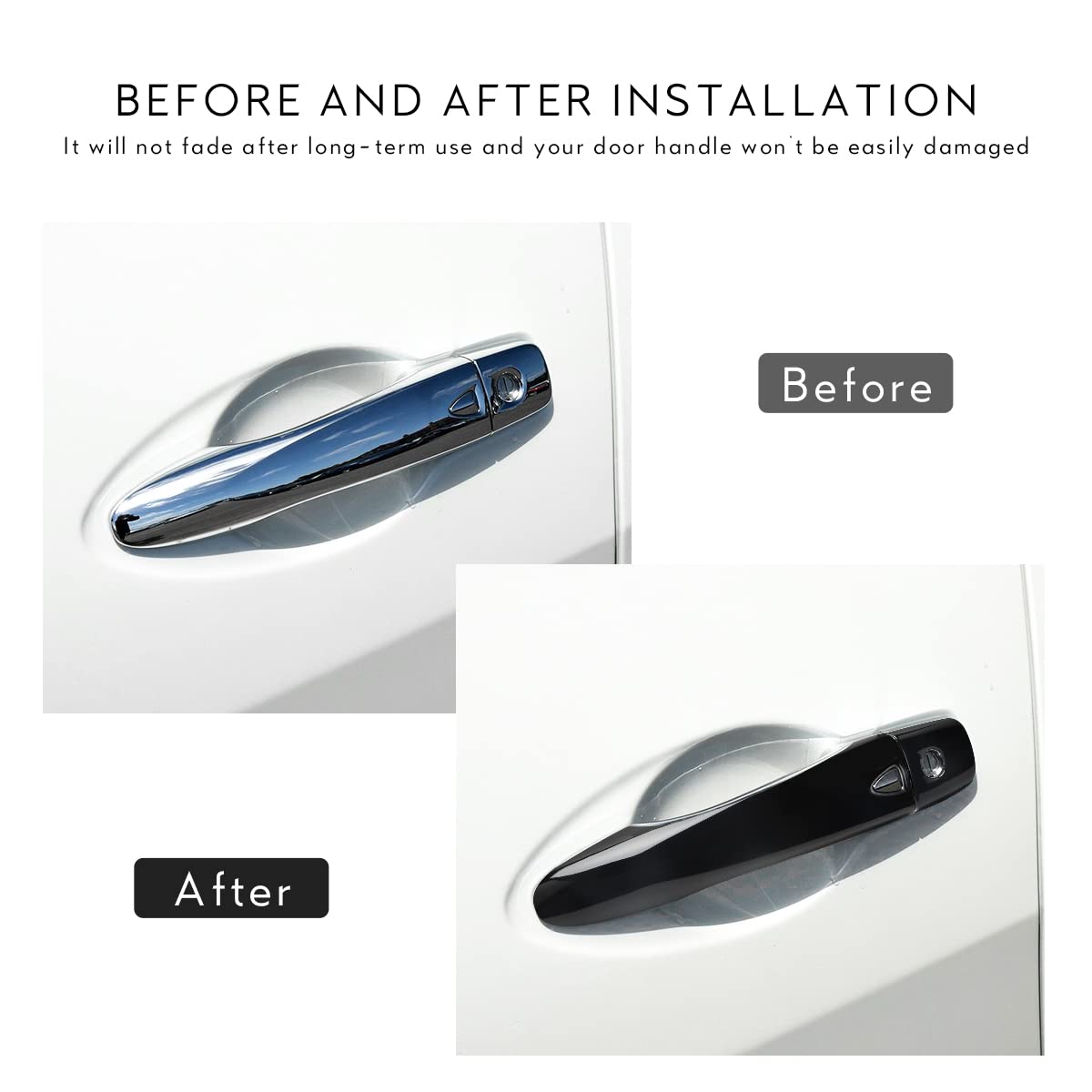 DLOVEG glossy black door handle cover on Nissan Maxima for a sleek look
