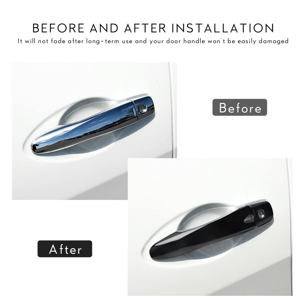 DLOVEG glossy black door handle cover on Nissan Maxima for a sleek look