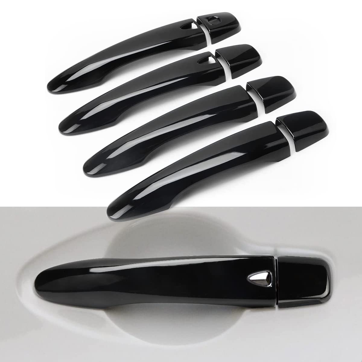 DLOVEG glossy black door handle cover on Nissan Murano protecting against scratches