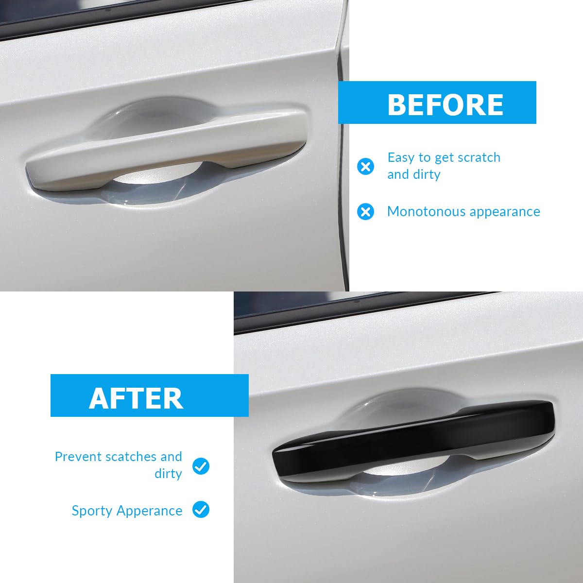 DLOVEG door handle cover on a CR-V highlights glossy black finish and scratch protection