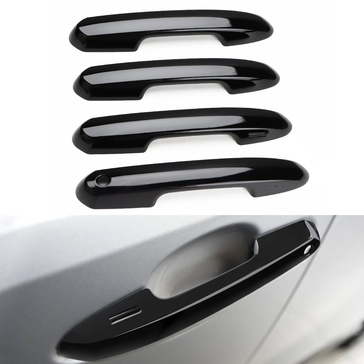 DLOVEG door handle cover for Rav4 in glossy black protects handles