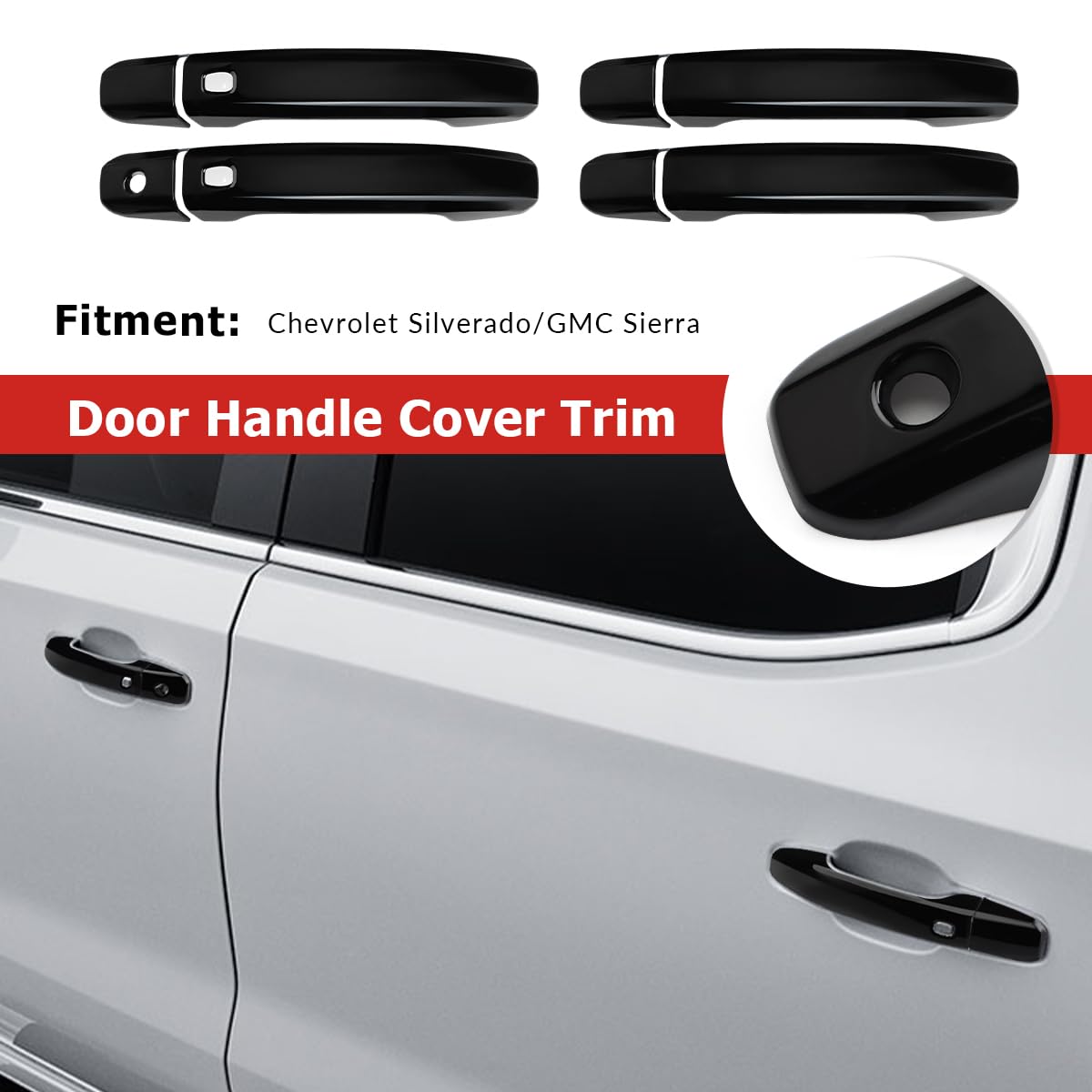 DLOVEG handle covers installed on Silverado protect against scratches and wear.