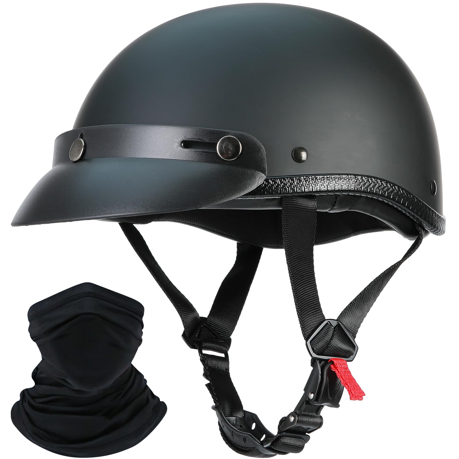 DLPACKJ motorcycle half helmet matte black open-face for cooler rides.