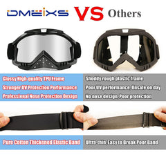 Soft foam padding on Dmeixs dirt bike goggles for comfort and ventilation