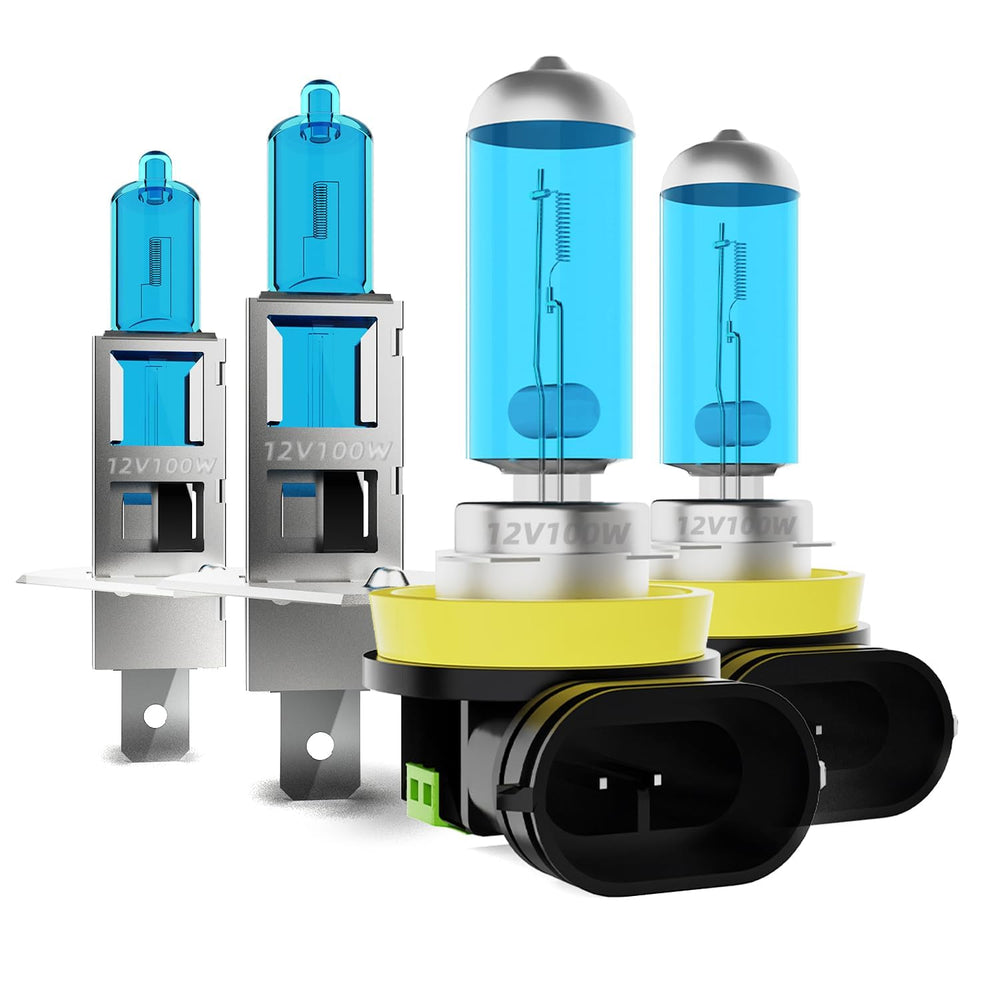 DMEPUGI Ford Focus headlight bulbs front view with enhanced visibility.