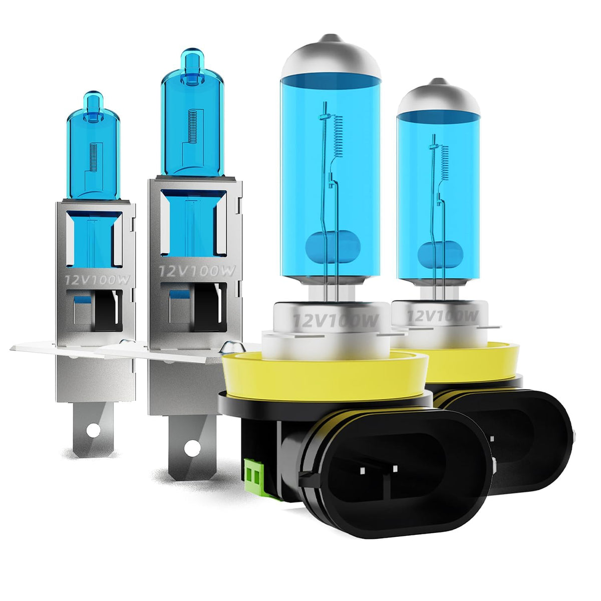 DMEPUGI Ford Focus headlight bulbs front view with enhanced visibility.