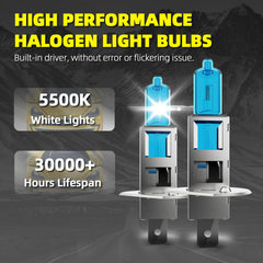 DMEPUGI H1 H11 headlight bulbs provide wider, clearer illumination.