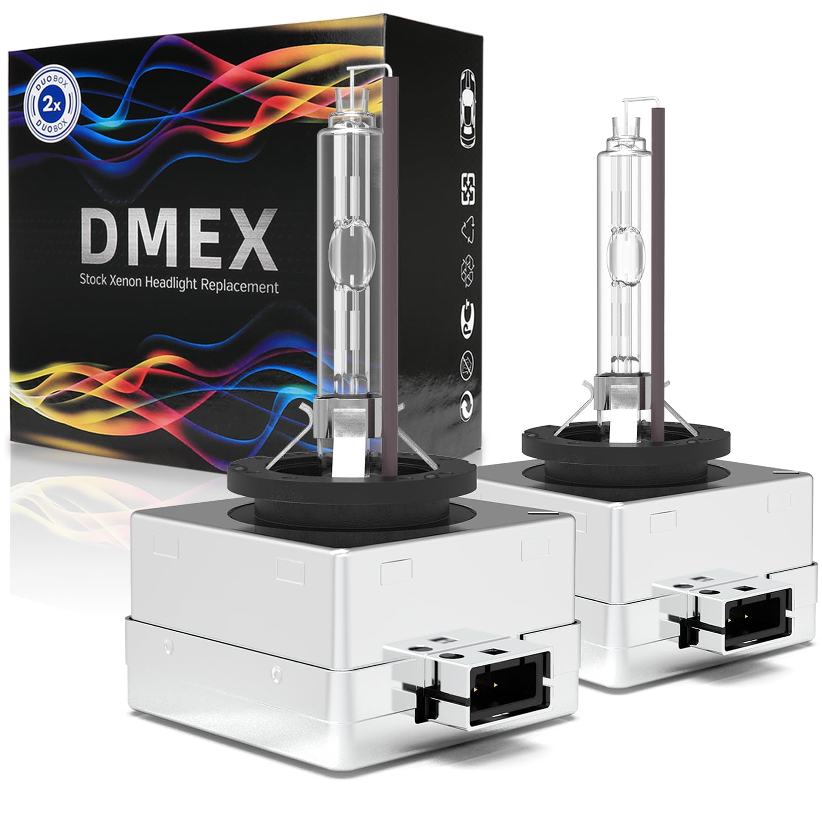 DMEX D1S HID bulb front view with 4300K warm glow for visibility.