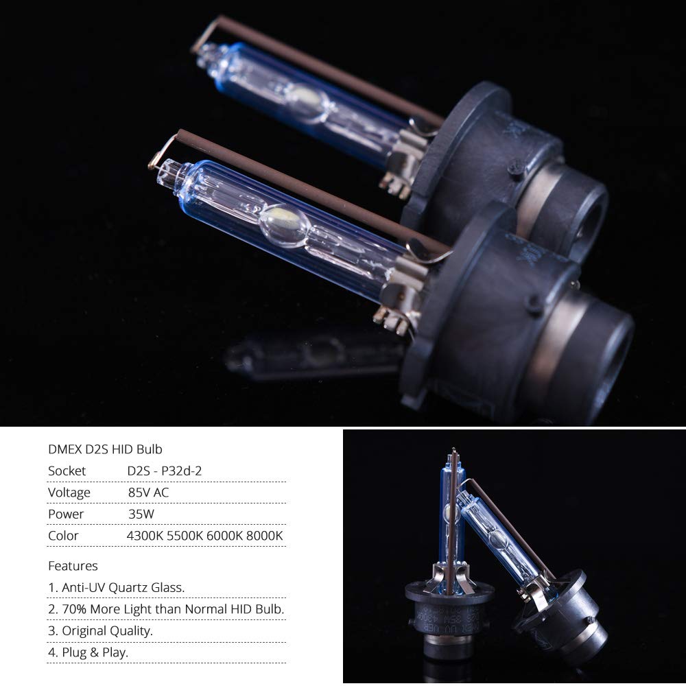 DMEX D2S HID bulb pack of two for symmetrical replacement