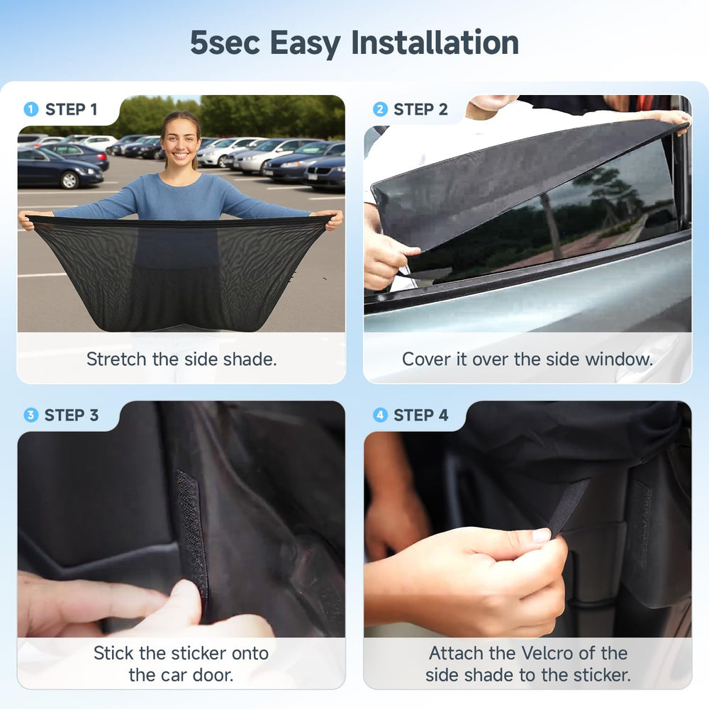 DMJN shade design with no suction cups preserves cabin clarity.