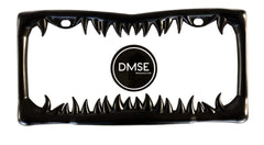 DMSE Universal shark-tooth license frame in black adds bold, durable edge to your vehicle.
