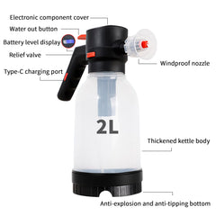 DMYNI cordless foam sprayer showing battery pack for untethered detailing.