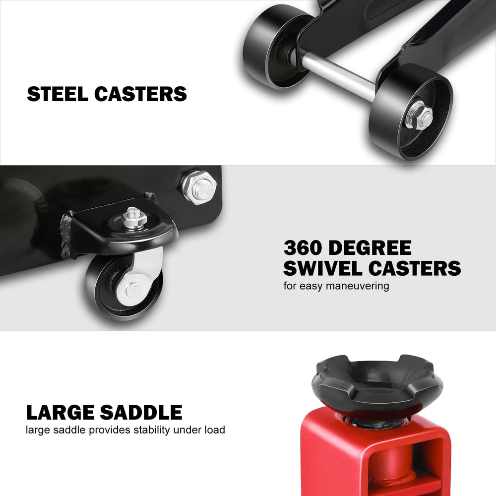 DNA Motoring 3 Ton Floor Jack heavy-duty steel construction for durable use.