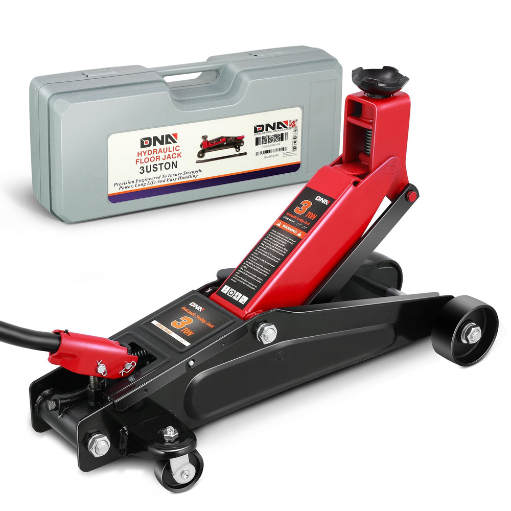 DNA Motoring 3 Ton Floor Jack side view for easy garage lifting.
