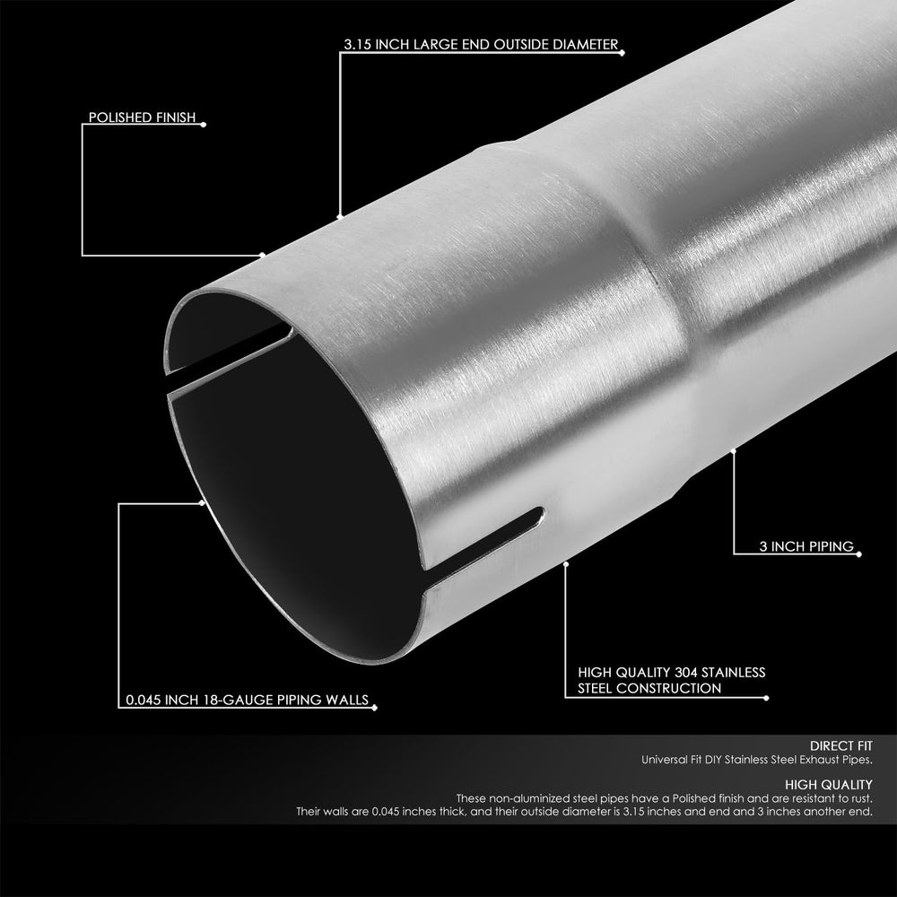 DNA Motoring 3in 90-degree exhaust pipe enables precise routing.