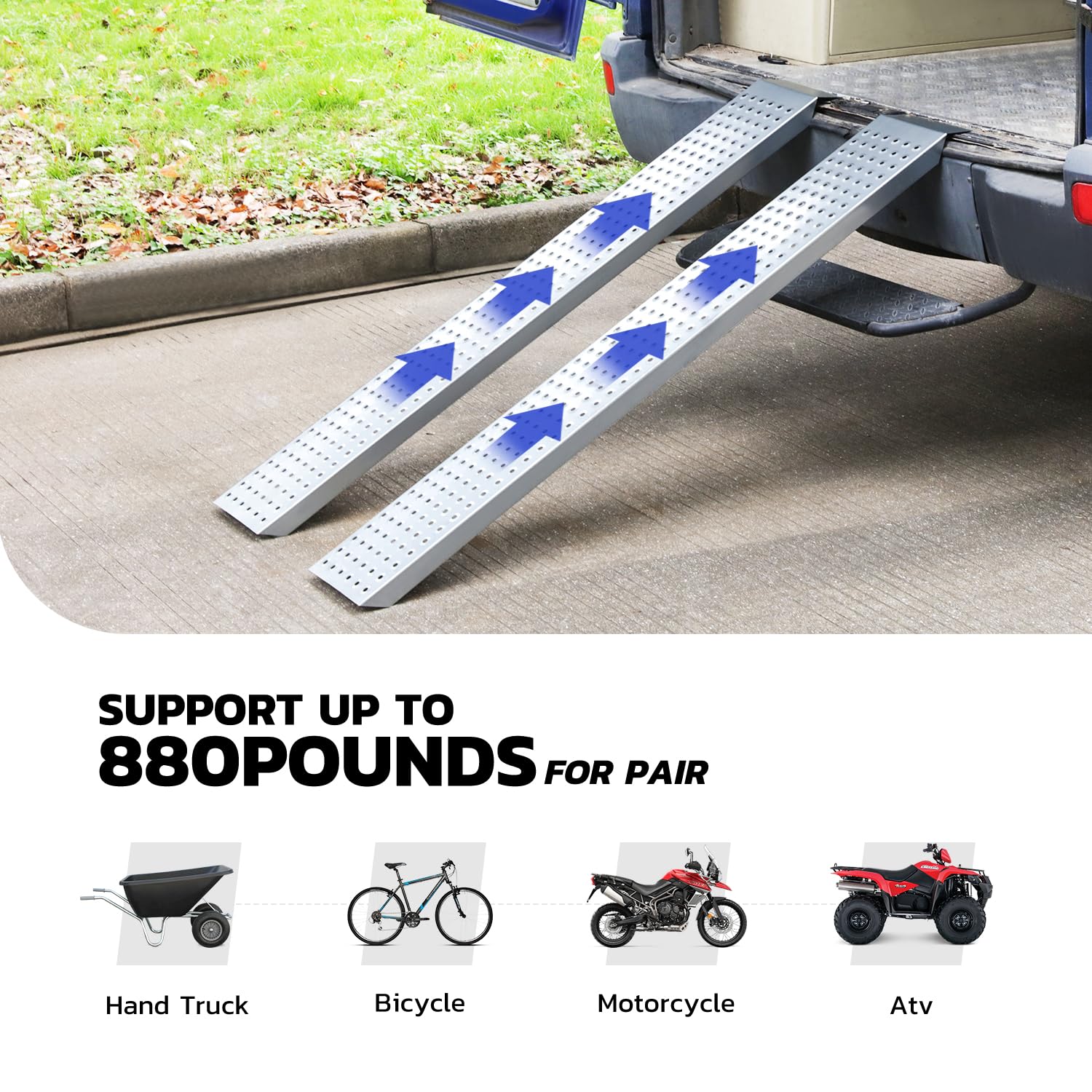 DNA Motoring 63in ramp in use with a hand truck for easy access