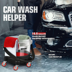 DNA Motoring bucket dolly with smooth casters enables easy maneuvering.