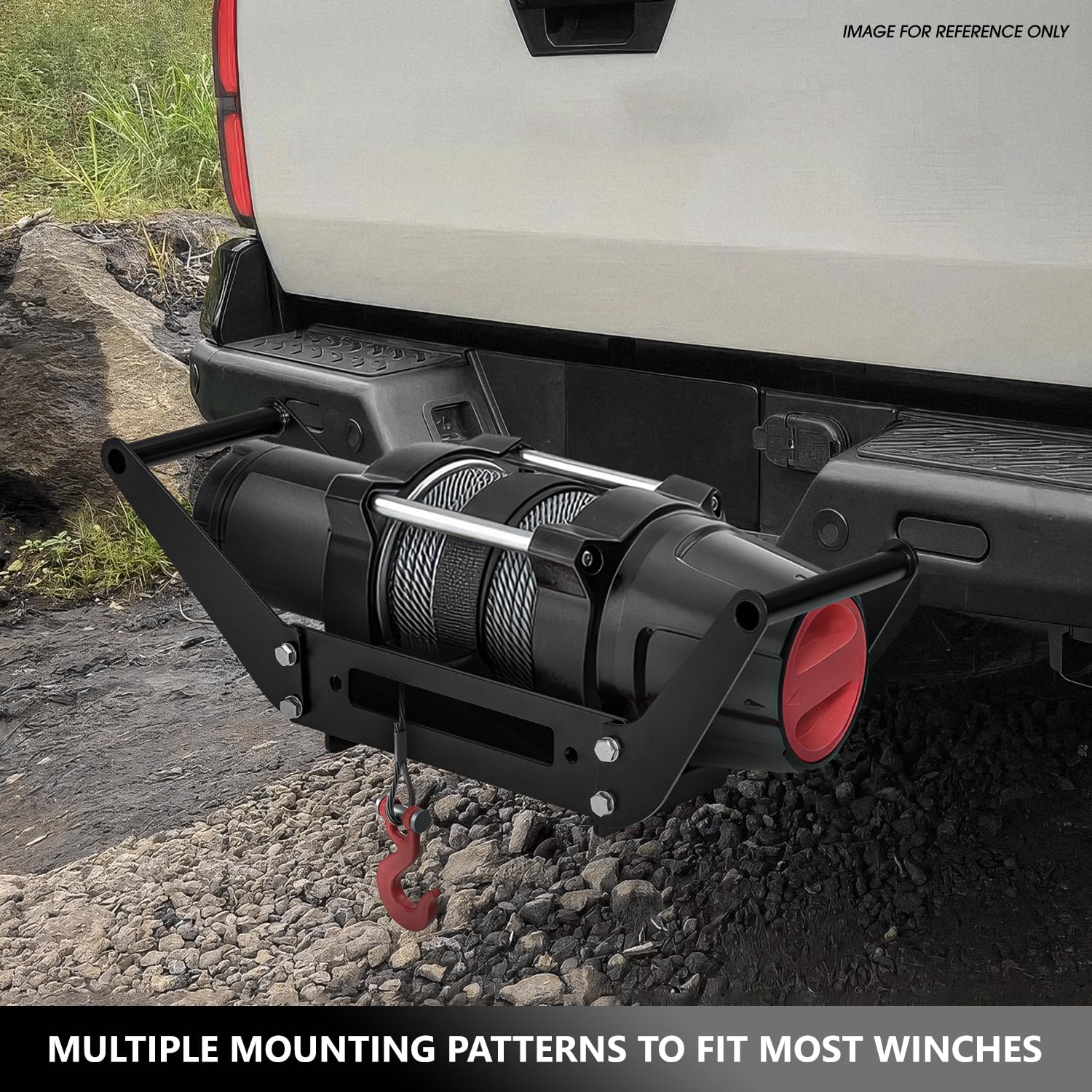 DNA Motoring cradle winch mount plate supports up to 12,000 lbs line pull.
