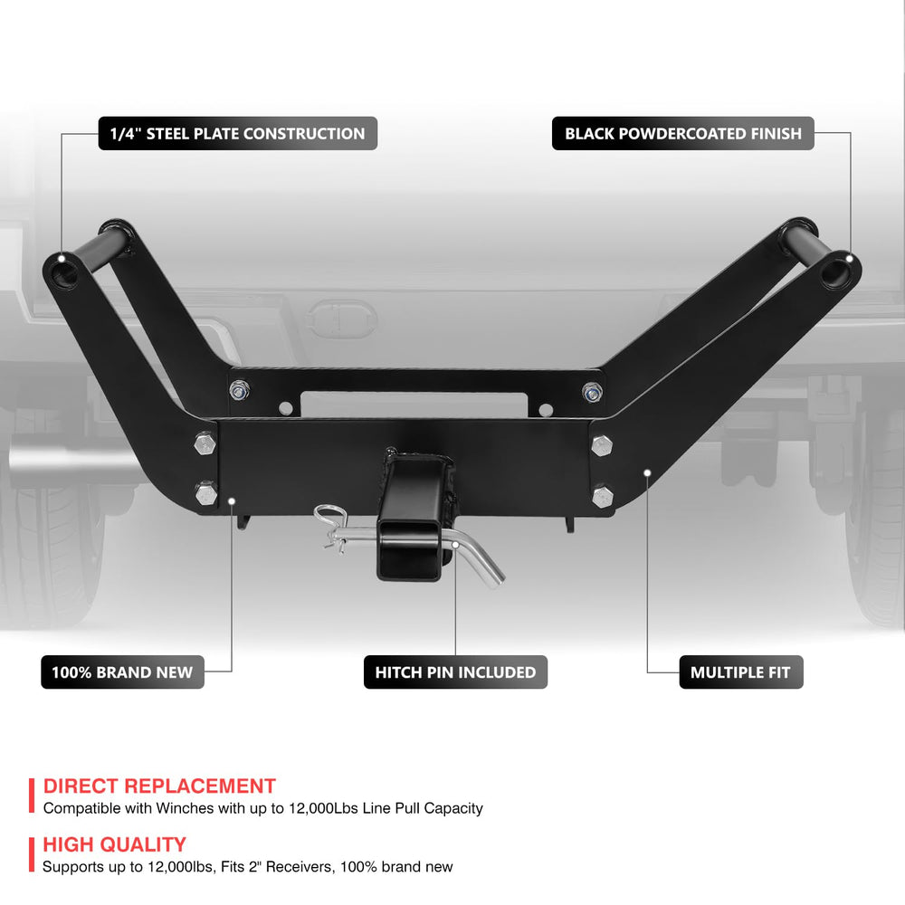 DNA Motoring cradle winch mount plate powder-coated finish resists rust.