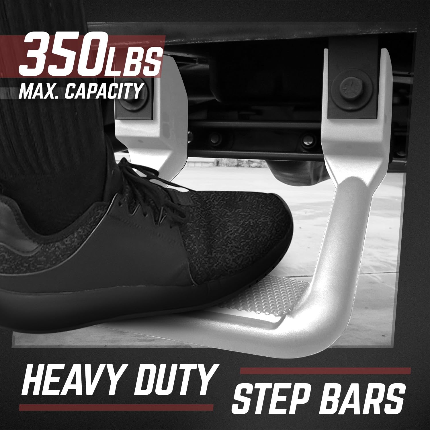 DNA MOTORING die-cast aluminum brackets shown with the steps for strength.