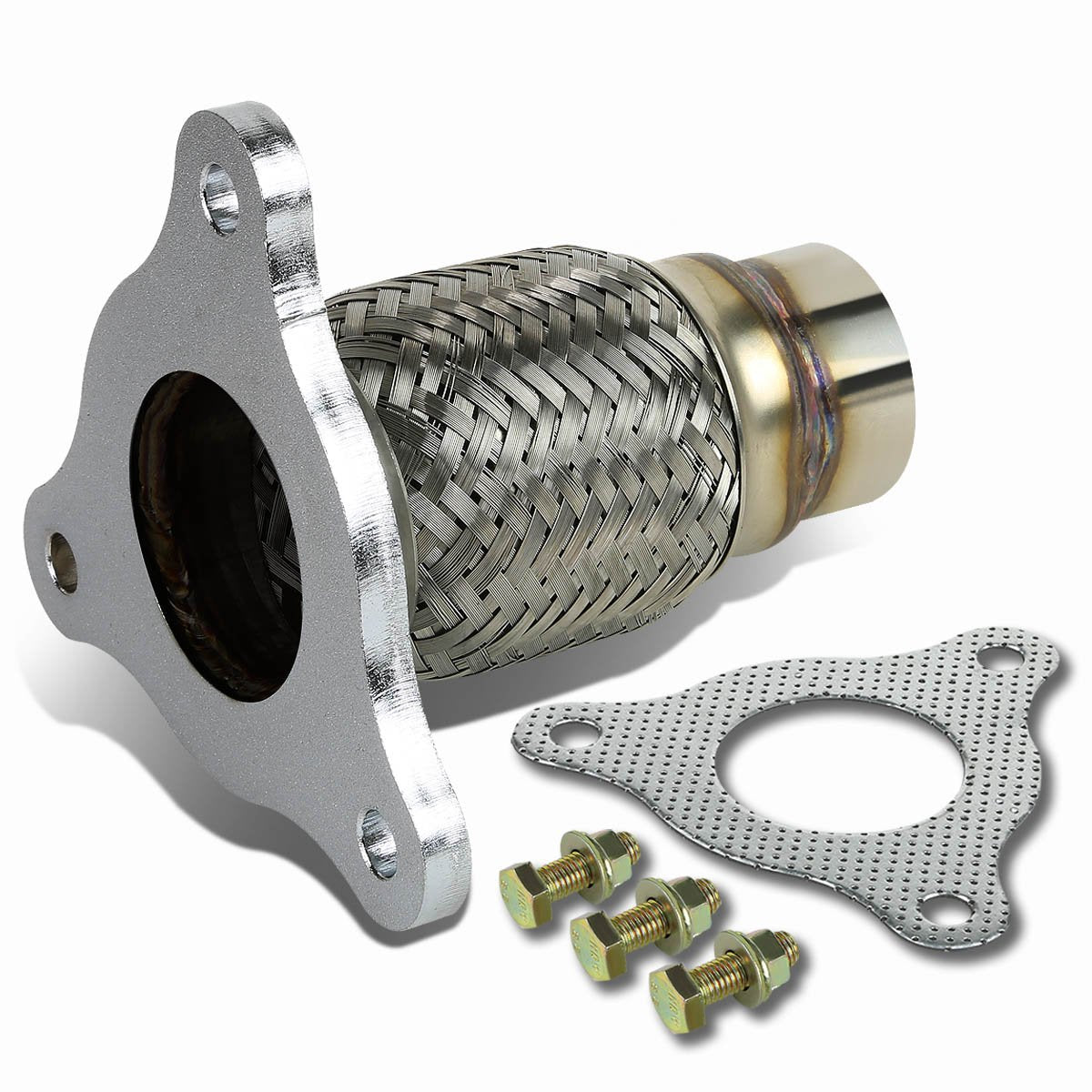 DNA Motoring FXP-CCOB05 flex pipe connector in stainless steel for durable exhaust repairs.