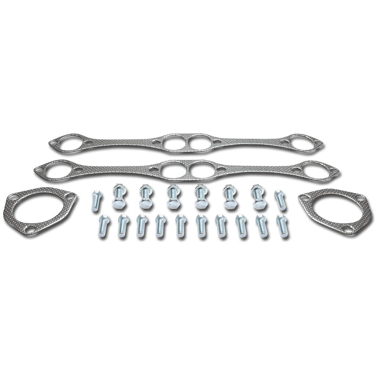 DNA Motoring GKTSET-SBC-SB aluminum exhaust gasket close-up showing durable graphite seal.