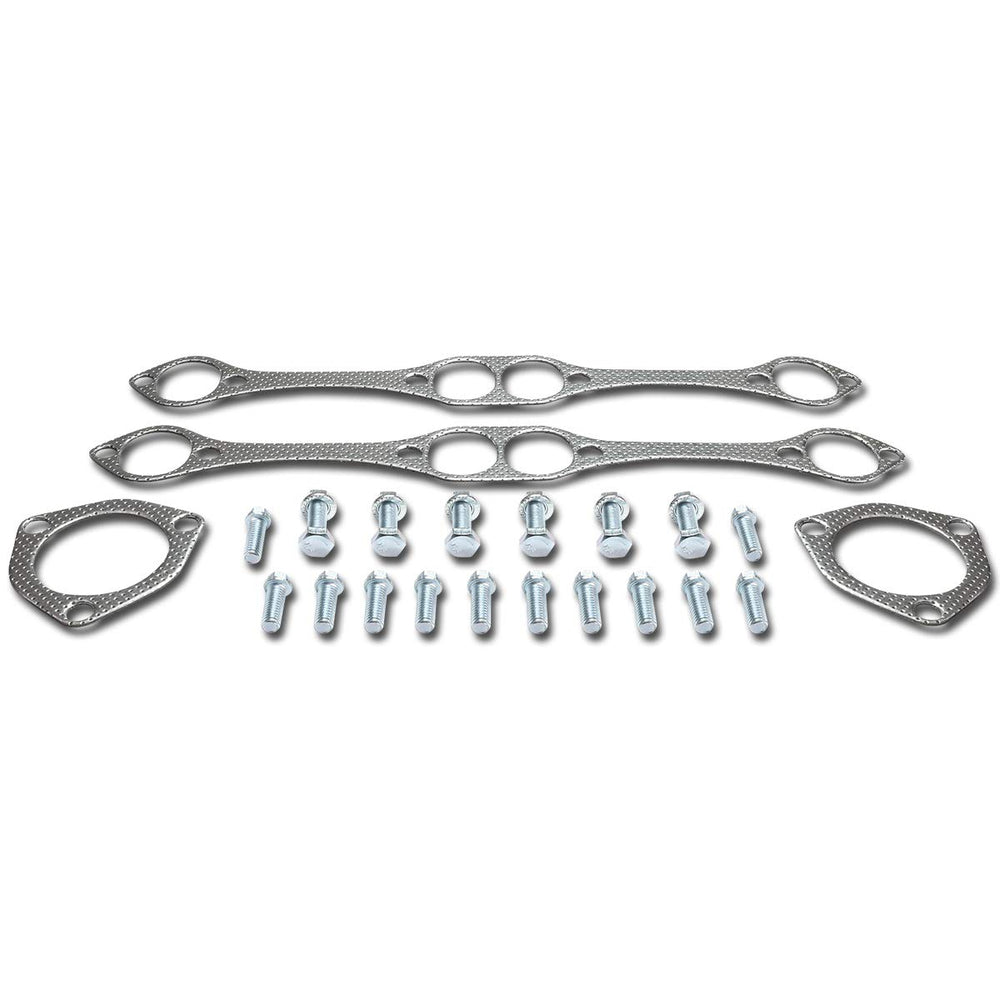 DNA Motoring GKTSET-SBC-SB aluminum exhaust gasket close-up showing durable graphite seal.